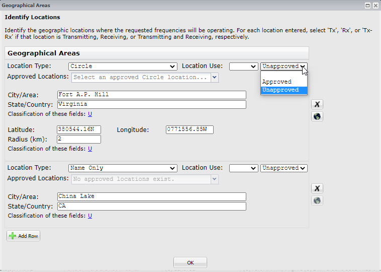 NTIA CoSS Location Approval Options